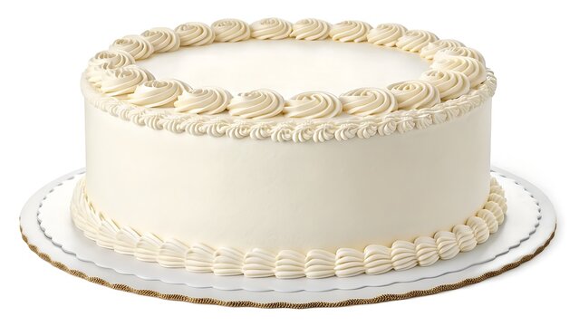 Minimalist blank birthday cake with clean frosting texture, perfect for adding custom decorations, names, or themed celebration designs.