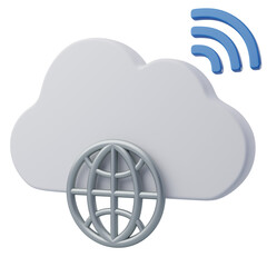 Cloud internet connection with global network icon