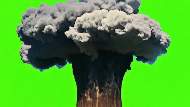 Apocalyptic Cloud: A colossal cloud, indicative of cataclysmic events, billows upwards, symbolizing power, destruction, and environmental impact.