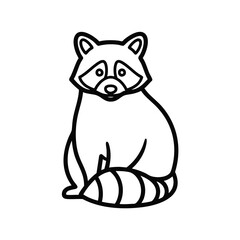 Simple Line Art of a Raccoon Sitting