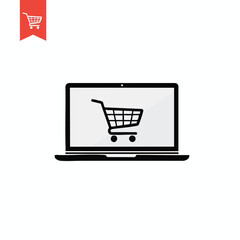 Laptop with Shopping Cart on Screen