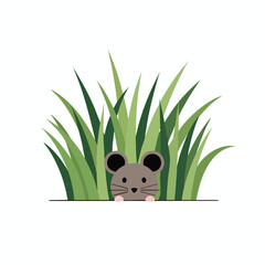 Mouse hiding in grass