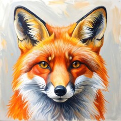 Obraz premium Close-up of a fox's face with vibrant orange fur and piercing eyes (1)