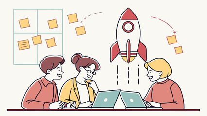 business people working, with office supplies around