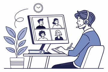 business people working, with office supplies around