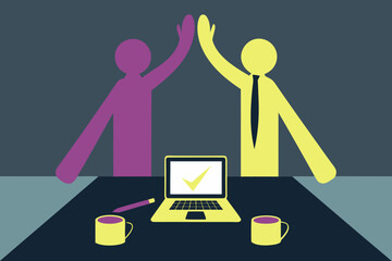 business people working, with office supplies around