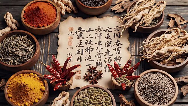 The Healer's Manuscript Traditional Chinese Medicine Flat Lay
