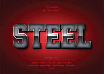 Bold industrial steel text effect with strong edges and metallic reflections. Designed for gaming graphics, poster titles, action themes, and modern branding. Fully editable vector.