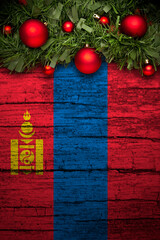 Vertical banner Christmas greeting from Mongolia