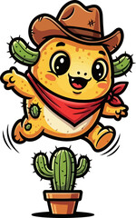 cheerful cactus cowboy springs gleefully into a spirited desert adventure