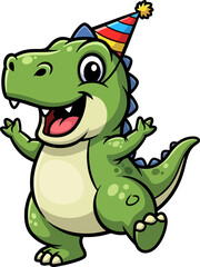 partyready dinosaur expresses boundless happiness, ready for exciting adventures ahead