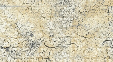 Close-up of a cracked and dried mud surface with a beige and white color palette.