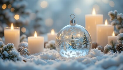 christmas decoration with candle and decorations