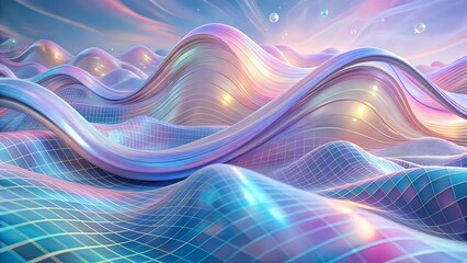 Dreamlike Iridescent Digital Landscape With Flowing Pastel Curves and Ethereal Atmosphere