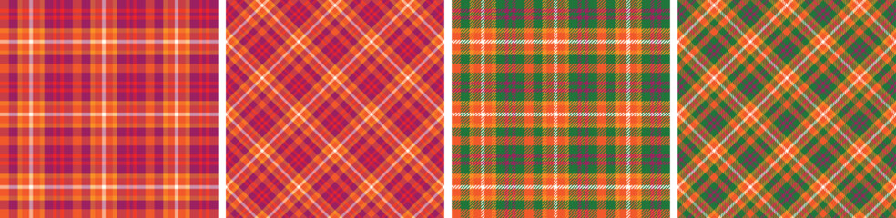 Christmas plaid and tartan pattern set.checkered fabric texture background.