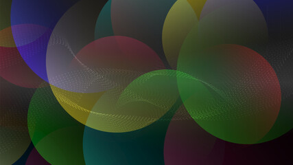 Abstract colorful geometric circle and dots on background.
