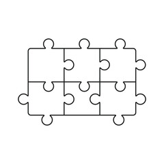 Puzzle Piece Outline Icon Set &ndash; Minimal Jigsaw Vector Pack