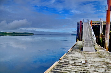Village of Massett Wharf, Haida Gwaii, BC, Canada. This wharf in the past served as the main dock for fishing boats and supply vessels. Today it is still used for those purposes. 