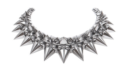 Silver spiked choker necklace showcasing metal studs and sharp cones, representing alternative fashion and punk rock style on transparent background