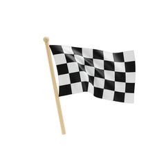 Obraz premium Waving checkered flag on a wooden pole signaling the end of a race isolated on transparent background