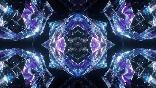 Abstract Crystal Kaleidoscope Geometric Pattern Background.