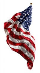 Obraz premium American Flag Waving Proudly Against a White Background.