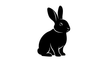 Obraz premium A black silhouette of a sitting rabbit with clean lines and a simple profile.