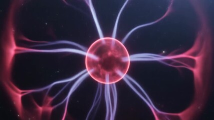 Plasma ball with red and blue electrical discharges. - Powered by Adobe