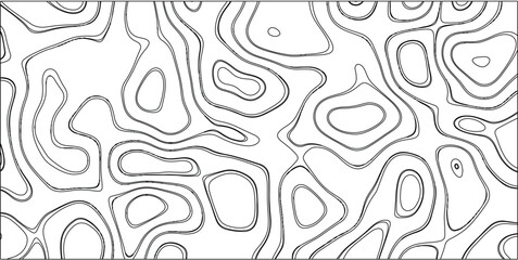 Abstract topographic map pattern displaying contour lines in black and white design