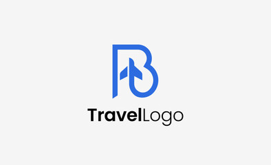 Travel Logo Airplane icon and Letter B, Travel agency illustration modern and minimalist concept.