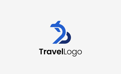 Travel Logo Airplane icon and Letter B, Travel agency illustration modern and minimalist concept.