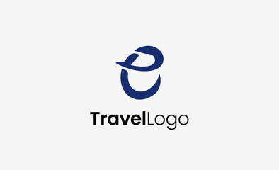 Travel Logo Airplane icon and Letter E, Travel agency illustration modern and minimalist concept.