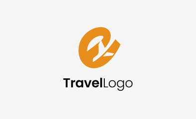 Travel Logo Airplane icon and Letter E, Travel agency illustration modern and minimalist concept.