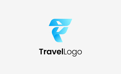 Travel Logo Airplane icon and Letter F, Travel agency illustration modern and minimalist concept.