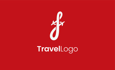 Travel Logo Airplane icon and Letter F, Travel agency illustration modern and minimalist concept.