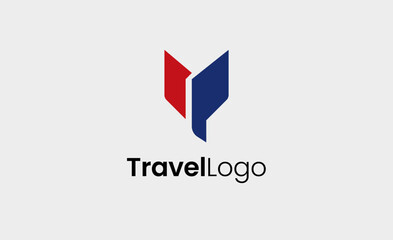 Travel Logo Airplane icon and Letter M, Travel agency illustration modern and minimalist concept.
