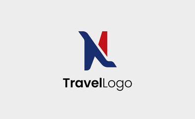 Travel Logo Airplane icon and Letter N, Travel agency illustration modern and minimalist concept.