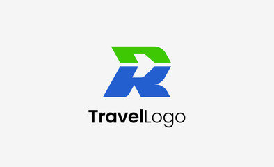 Travel Logo Airplane icon and Letter R, Travel agency illustration modern and minimalist concept.