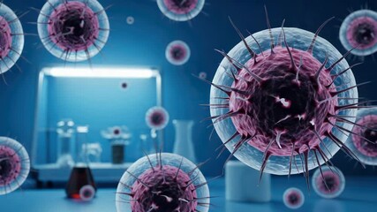 Microscopic View of Virus Cells in a Laboratory Setting for Scientific Visualization - Powered by Adobe