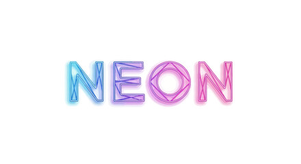 Colorful Neon Text Effect on White Background.