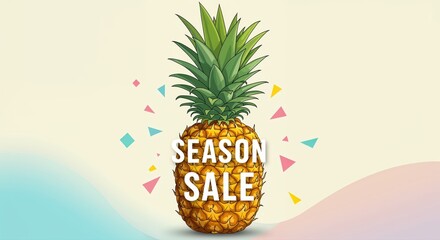 Season Sale Pineapple: A vibrant pineapple serves as the centerpiece for a Season Sale announcement, exuding freshness and appeal against a soft, inviting backdrop.