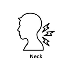 A modern minimalistic line drawing featuring a human profile facing left, paired with a stylized sun and the word “neck” in clean, simple typography, symbolizing beauty, wellness, and elegance.