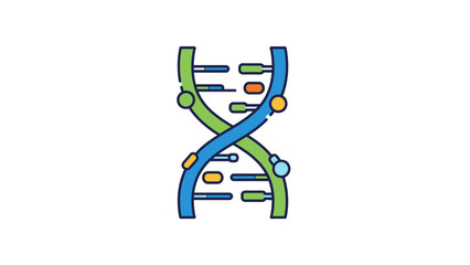 Colorful DNA double helix structure icon for genetics, biology, science research, medical education and biotechnology