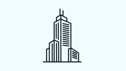 Fototapeta premium Modern Skyscraper Building Line Art Icon. Detailed Vector Outline Graphic for Urban Architecture, Corporate Business, and Cityscape Design.