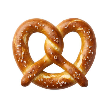 Soft Pretzel Twisted Snack with Sea Salt on White Background
