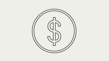 Obraz premium Simple outlined dollar currency sign icon. Financial symbol for money, payment, and business concepts. Vector graphic element.