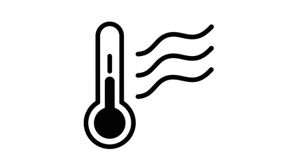 Hot thermometer vector icon showing high temperature and heat waves. Climate control, fever, weather, or energy concept illustration.