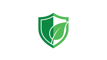 Eco-friendly green shield with a leaf symbol representing environmental protection, nature safety, and sustainable living concept