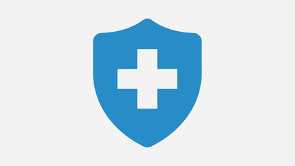Obraz premium Medical health protection shield icon. Blue shield with white cross symbol for healthcare safety, security, and insurance concept.