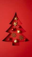 Obraz premium Festive Red Christmas Tree